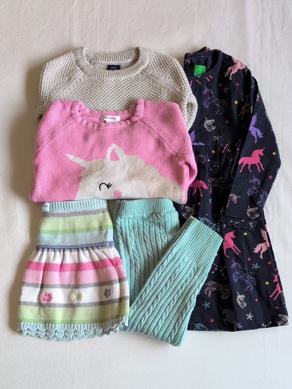 Girls 3T Whimsical Unicorn Sweater Dress Skirt Lot 5pc Bundle Gap Gymboree Cozy